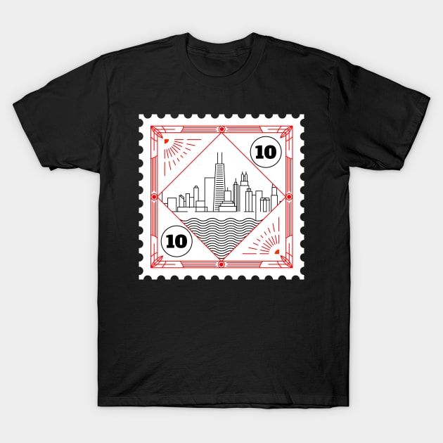 Chicago Stamp Design T-Shirt by kursatunsal